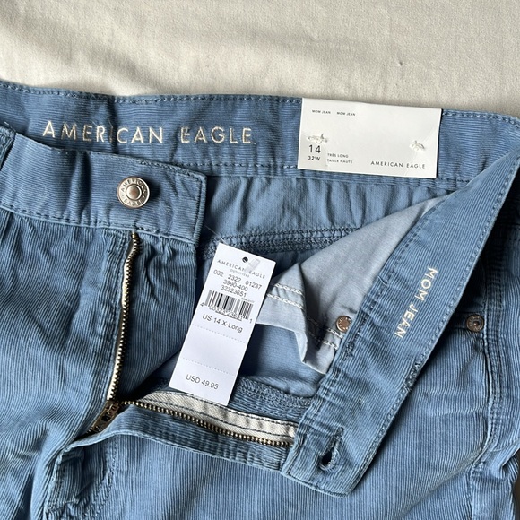 American Eagle women’s size 14 x-long powder blue mom jean corduroy pants - Picture 5 of 5